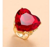HQHYGM Mnyixsi Bague Tendance Multicolore en Forme de Grand cœur en Cristal pour Femme, Design Ouvert et réglable, Bague de déclaration de Mariage en Forme de cœur épais coloré, Cristal CZ Brillant,