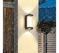 HQHYGM Outdoor Wall Light Up Down Wall Lamp Garden Decorative Wall Wall IP65 Waterproof Wall Outdoor/Indoor Aluminium 2700K for Balcony Terrace Porch (Black Square 27cm)