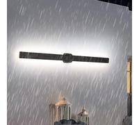 HQHYGM Outdoor Wall Lights IP65 Waterproof Wall Lamp Long Rectangulaire Wall Minimalist Black Aluminium 3000K/4000K/6000K for Garden Balcony Porch Living Room (80cm White Light)