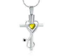 HQHYGM Pendentif stéthoscope, Bijoux de crémation pour Cendres, cœur, Croix en Cristal, Collier Souvenir, Cadeau commémoratif