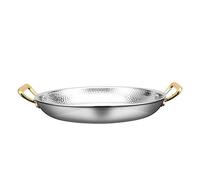 HQHYGM Poêle à Paella en Acier Inoxydable Poli martelé avec Double poignée - 10 Tailles de poêle à Frire, Assiette de idéale pour Cuisiner à l'extérieur, cuisinez Votre Propre Plateau à Paella