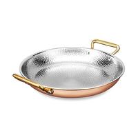 HQHYGM Poêle à Paella espagnole 10 Tailles, poêle antiadhésive Non revêtue en Acier Inoxydable avec Doubles poignées, poêles à Frire martelées à la Main, ustensiles de Cuisine pour la Maison ou Le