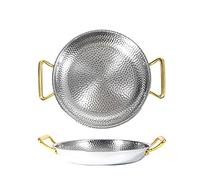 HQHYGM Poêle à Paella martelée en Acier Inoxydable, poêle à Frire antiadhésive Non revêtue avec poignées métalliques ergonomiques, Assiette de Fruits de mer pour Le Camping la Collecte, Four Plateau