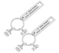 HQHYGM Porte-clés créatifs en Acier Inoxydable, pendentifs de Pendaison de crémaillère pour Couples Amis, Porte-clés Pratique pour Le Jour du déménagement, 2 pièces