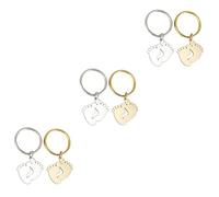 HQHYGM Porte-clés en Acier Inoxydable, 4 pièces, Cadeaux pour Mamans Papa