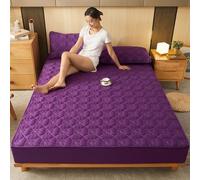 HQHYGM Protège-Matelas Couvre-Matelas épais matelassé en Coton Agit comme Un Drap-Housse et Un Couvre-lit Lits adaptés, Violet 2,135x200x25cm
