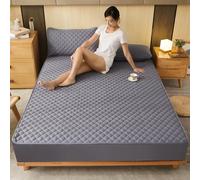 HQHYGM Protège-Matelas Couvre-Matelas épais matelassé en Coton Agit comme Un Drap-Housse et Un Couvre-lit Lits adaptés, Gris, 90x200x25cm