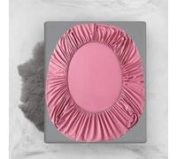 HQHYGM Protège-Matelas Drap-Housse en Coton, Ensemble de draps enveloppés élastiques à 360 degrés, taie d'oreiller, Drap de lit de Couleur Unie, Rose, 200x220cmx30cm