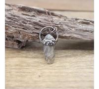 HQHYGM Quartz fumé Brut en Cristal Naturel Pointe de Cristal avec pendentifs en cuivre Antique, Collier en Pierre de minerai, Bijoux rétro, Quartz fumé (Couleur : Quartz fumé)