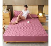 HQHYGM Taie d'oreiller Protège-Matelas, Couvre-Matelas épais matelassé en Coton Agit comme Un Drap-Housse et Un Couvre-lit Lits adaptés, Rose Vif 2,48x74cmx2 Taie d'oreiller