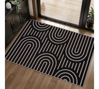 HQHYGM Tangsoo Tapis Moderne d'extérieur Lavable en Jute Facile 2 x 3 pour entrée, Tapis Noir antidérapant, Petit Tapis de Ferme, Tapis de Sol intérieur Neutre pour entrée, Porche, Foyer,