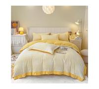 HQHYGM TFBHL Ensemble de Couette Lit en Velours d'hiver Drap de lit 4 pièces Housse de Couette épaissie Double Face literie en Velours de Lait Ensemble de Housse de Couette (Couleur : Jaune,