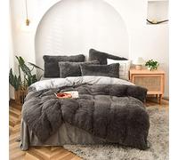 HQHYGM TFBHL Housse de Couette en Drap de lit en Peluche, Ensemble de literie Super Chaud de Couleur Unie, Ensemble de literie d'hiver Moelleux en Velours Shaggy Taie d'oreiller Double 4