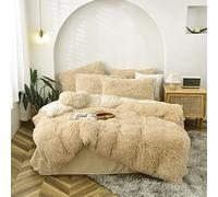 HQHYGM TFBHL Housse de Couette en Drap de lit en Peluche, Ensemble de literie Super Chaud de Couleur Unie, Ensemble de literie d'hiver Moelleux en Velours Shaggy Taie d'oreiller Double 4