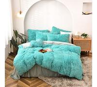 HQHYGM TFBHL Housse de Couette en Drap de lit en Peluche, Ensemble de literie Super Chaud de Couleur Unie, Ensemble de literie d'hiver Moelleux en Velours Shaggy Taie d'oreiller Double 4