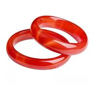 HQHYGM Une Paire de Bracelets de Jade en Agate Rouge, Bracelets de cornaline, Bracelets de Jade, Bracelets de Jade enveloppés de Soie et à Rayures Plates, boîtes de Bracelets pour Femmes (Couleur :