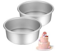 HQILRRA 2 Pièces Moule à Gâteau Rond en Aluminium Anodisé,Fond amovible,Moule Gateau Haut,248 mm x 85 mm de Profondeur,Pour le cheesecake,le chiffon cake, le gâteau au chocolat, etc.
