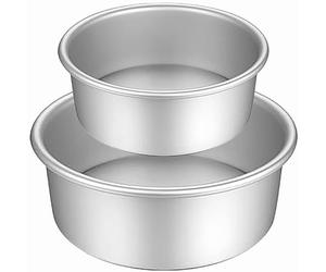 HQILRRA Moules à gâteaux ronds 2 pièces, moules à gâteaux antiadhésifs, moules à gâteaux profonds, aluminium anodisé avec base souple, pour anniversaire, mariage, 2 tailles (5“/7”)