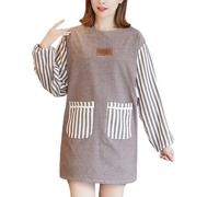 HQPCAHL Tablier pour Femmes, Tablier Cuisine À Manches De Croisé en Coton Et Lin pour Magasin Fleurs, Café, Salle Cuisson, CuisineGrey,One Size