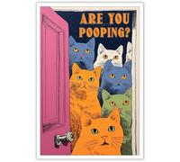 HQPCNGZ Funky Are You Pooping Cat Sign Impression sur toile humoristique pour salle de bain Motif chats humoristiques 30,5 x 40,6 cm Sans cadre