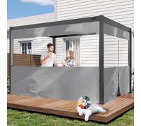 HQQMNY Bâche de terrasse en PVC imperméable Rideau extérieur Transparent avec œillets Bâche de tonnelle de 0,4 mm 400 g/㎡ Grise,Pas de Fermeture Éclair H1,9m x L3,6m