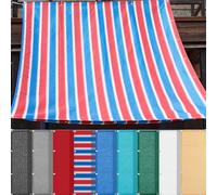 HQQMNY Voile d'ombrage - avec œillets - 4 m x 16 m - Protection Solaire - Filet de Jardin - 95% d'ombre - Résistant aux UV - pour Jardin, Aire de Jeux, Serre - Rouge et Bleu