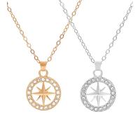 HQRKOTM 2 PCS Collier en argent, colli-er unisexe, chaîne pendentif boussole Kpop, cadeau article de fan,col-lier demn hunters