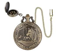 HQRKOTM 7 Polyhedral Metal D&D Dice, ensemble de montre de poche vintage, pour les fêtes de voyage et le camping, pour les jeux de rôle (loup)