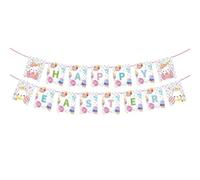 HQRKOTM Guirlande lapins et œufs joyeuses Pâques décoration printemps pour intérieur et extérieur