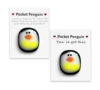 HQRKOTM Lot de 2 câlin de poche en forme de pingouin - pingouin avec carte de vœux encourageante, cadeau porte-bonheur, porte-bonheur à offrir