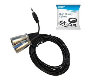 HQRP 1.8m Câble 3.5mm vers cordon double fiches XLR mâle compatible avec Zoom h4n / compatible avec Shure PG48 / Sennheiser e835