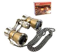 HQRP Jumelles d'opéra avec chaîne Doré et bordure argentée Grossissement 3 x Diamètre 25 mm