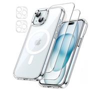 Hqselection® Coque Magnétique Compatible Avec Magsafe Pour Iphone 15 Plus 6,7 Pouces, Avec 2 Verres Trempés Et 2 Caméra Protecteur,Transparent