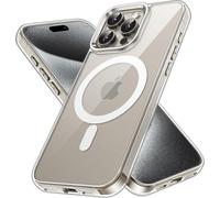 HQSELECTION® Coque Magnétique pour iPhone 15 PRO MAX 6,7 Pouces, Compatible avec MagSafe, Dos Anti Rayures, Transparent