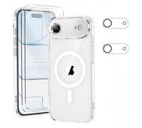 HQSELECTION® Coque Magnétique pour Iphone 17 AIR+ 2 Vitre Verres Trempés + 2 Caméra Protecteur ,Compatible Avec MagSafe ,Transparent
