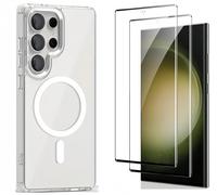 HQSELECTION® Coque Magnétique pour Samsung Galaxy S23 ULTRA Avec 2 Vitre Verres Trempés,Compatible Avec MagSafe ,Transparent