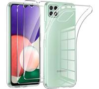 Hqselection® Coque Pour Samsung Galaxy A22 5g Transparente Silicone En Gel Tpu Souple + 2 Verre Trempé Film Protection Écran - Anti Rayures - Ultra Résistant Dureté 9h
