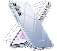 Hqselection® Coque Pour Samsung Galaxy A36 5g Avec 2 Pièces Protection Écran En Verre Trempé,Ultra Transparent Étui De Protection En Silicone Antichoc Avec Coins Renforcés, Clair Mince Souple Tpu Bump