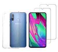 Hqselection® Coque Pour Samsung Galaxy A40 Transparente Silicone En Gel Tpu Souple + 2 Verre Trempé Film Protection Écran - Anti Rayures - Ultra Résistant Dureté 9h