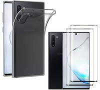 Hqselection® Coque Pour Samsung Galaxy Note 10 Plus, Note 10+ Transparente Silicone En Gel Tpu Souple + 2 Verre Trempé Film Protection Écran - Anti Rayures - Ultra Résistant Dureté 9h