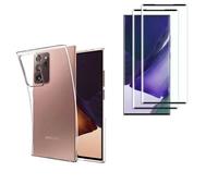 Hqselection® Coque Pour Samsung Galaxy Note 20 Ultra Transparente Silicone En Gel Tpu Souple + 2 Verre Trempé Couverture Complète Incurvé Bord Noir- Anti Rayures - Ultra Résistant Dureté 9h
