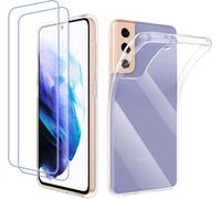 Hqselection® Coque Pour Samsung Galaxy S21 Transparente Silicone En Gel Tpu Souple + 2 Verre Trempé Film Protection Écran - Anti Rayures - Ultra Résistant Dureté 9h