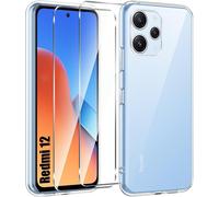 Hqselection® Coque Pour Xiaomi Redmi 12 4g / 5g Transparente Silicone En Gel Tpu Souple + 2 Verre Trempé Film Protection Écran - Anti Rayures - Ultra Résistant Dureté 9h