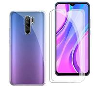 Hqselection® Coque Pour Xiaomi Redmi 9 Transparente Silicone En Gel Tpu Souple + 2 Verre Trempé Film Protection Écran - Anti Rayures - Ultra Résistant Dureté 9h