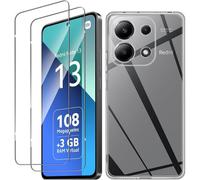 HQSELECTION® Coque pour Xiaomi Redmi Note 13 4G Transparente Silicone en Gel TPU Souple + 2 Verre trempé Film Protection écran - Anti Rayures - Ultra Résistant Dureté 9H