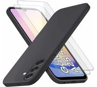 Hqselection® Coque Silicone Noir Mat Pour Samsung Galaxy A25 5g + 2 Verre Trempé Film Protection Écran - Anti Rayures - Ultra Résistant Dureté 9h