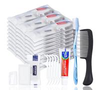 HQSLsund Lot de 50 kits d'hygiène personnelle pour sans-abri en vrac pour femmes, hommes, voyages, charité, affaires comprenant 50 brosses à dents, 50 dentifrices, 50 peignes, 50 savons de bain et 250