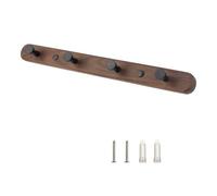 HQTS Porte Manteau Mural Bois et Noir Alliage d'aluminium Patère Murale 40cm Porte Manteau Salle de Bain avec 4 Crochets