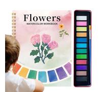 Hqunjikp Cahier d'exercices d'aquarelle pour débutants - Livres de peinture à l'aquarelle avec 12 couleurs | Kit d'art fournitures de coloriage pour apprentissage à la maison, école, voyage, classe