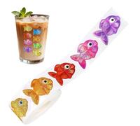 Hqunjikp Lot de 500 feuilles d'autocollants en forme de poisson pour enfants, couleurs assorties, résistants à la décoloration, autocollants en forme de poissons marins pour récompense des enfants